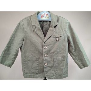 Stix N Stones Toddler Boys Sports Jacket Dress Up Green Linen Cotton 3-Button 2T